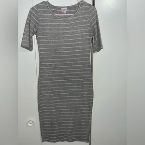 LuLaRoe Gray Striped Dress XXS